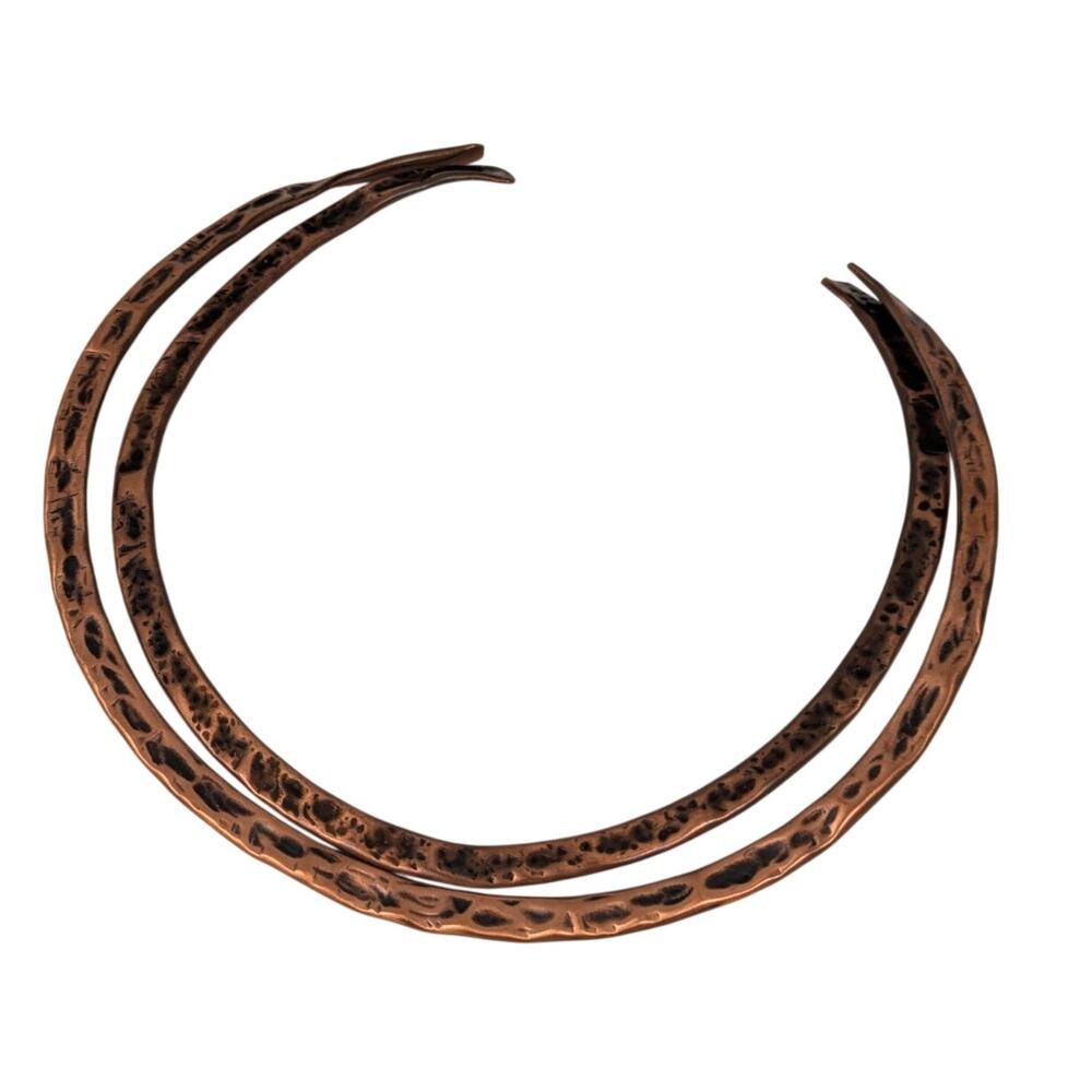 Hammered Copper Choker Collar Statement Rigid Neckwire  2 Sizes M or LG Rustic